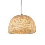 101574 Bali 1 Light Pendant Natural Bamboo, White Pc & Matt Black