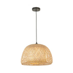 101574 Bali 1 Light Pendant Natural Bamboo, White Pc & Matt Black