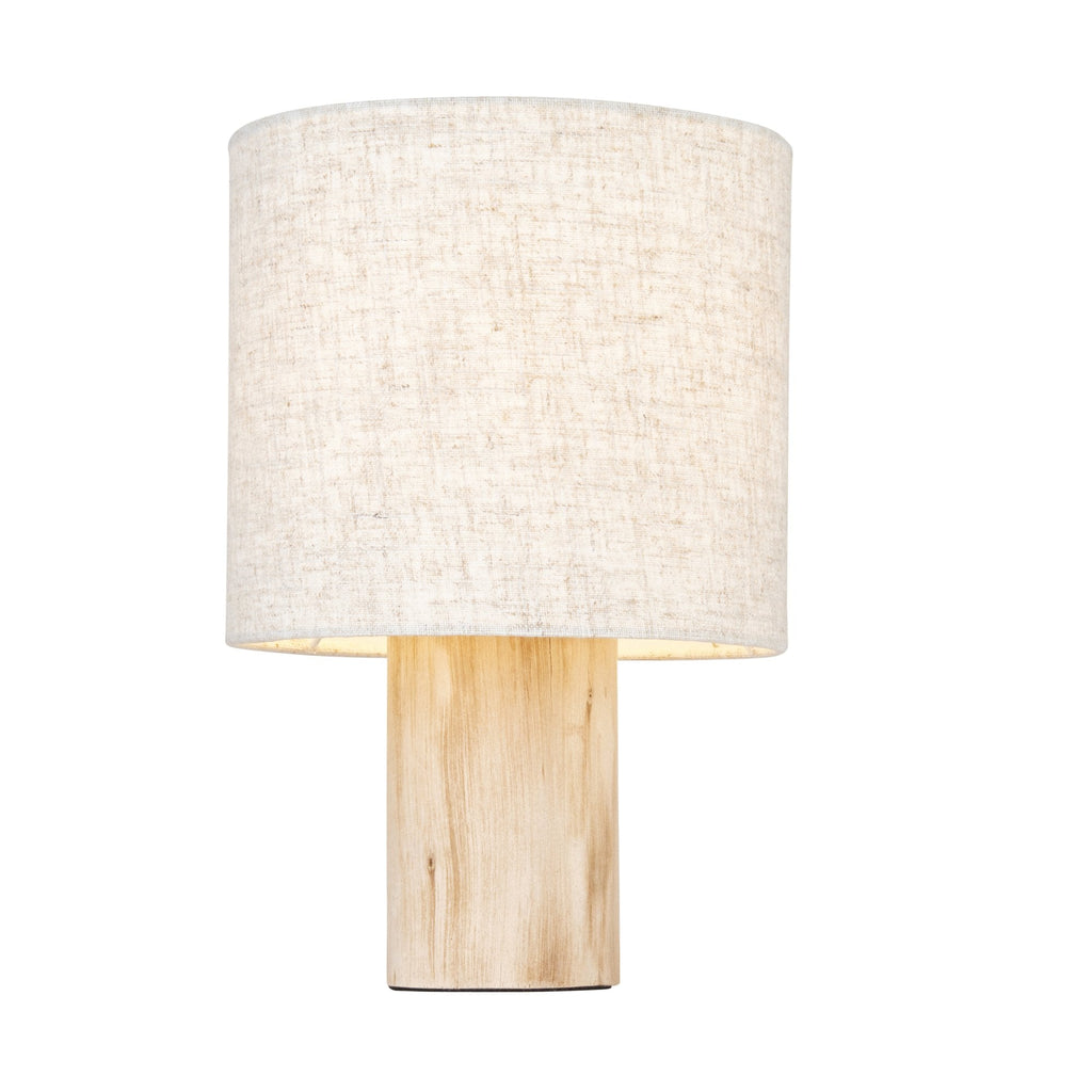 101680 Durban 1 Light Table Lamp Natural Eucalyptus Wood & Natural Linen
