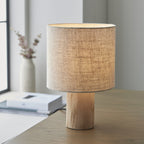 101680 Durban 1 Light Table Lamp Natural Eucalyptus Wood & Natural Linen
