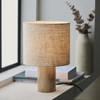 101680 Durban 1 Light Table Lamp Natural Eucalyptus Wood & Natural Linen