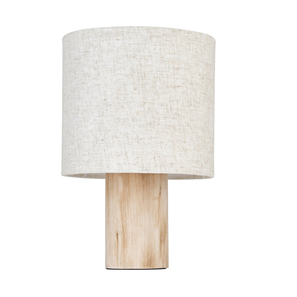 101680 Durban 1 Light Table Lamp Natural Eucalyptus Wood & Natural Linen