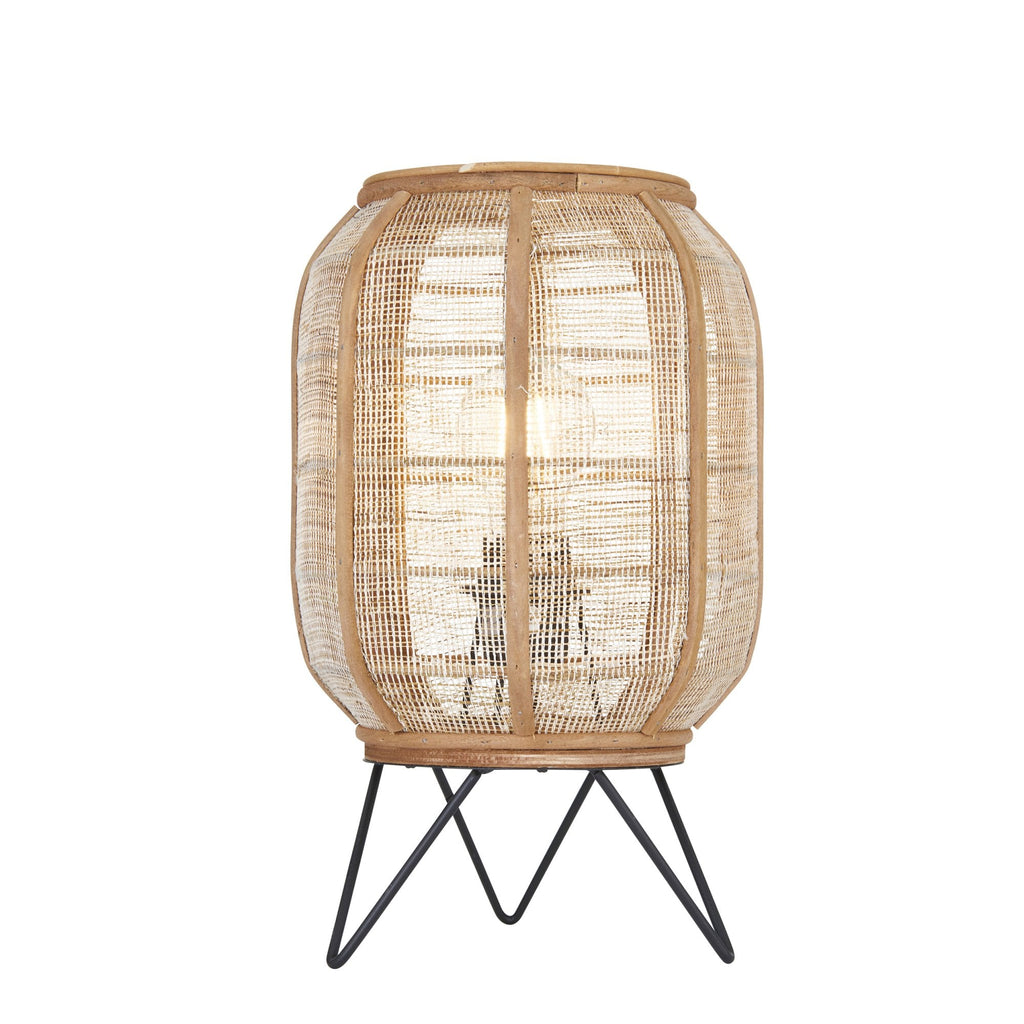 101686 Zaire 1 Light Table Lamp Natural Linen, Natural Bamboo & Matt Black