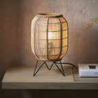101686 Zaire 1 Light Table Lamp Natural Linen, Natural Bamboo & Matt Black