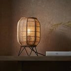 101686 Zaire 1 Light Table Lamp Natural Linen, Natural Bamboo & Matt Black