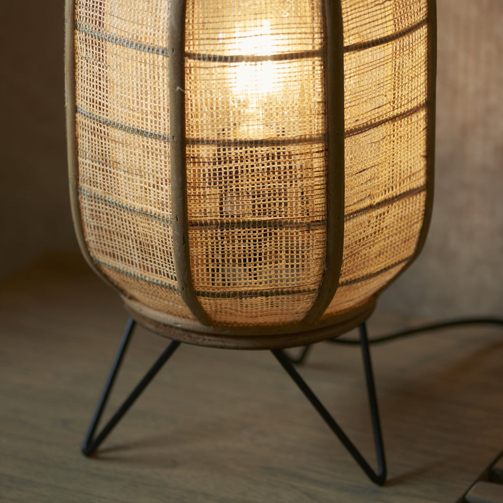 101686 Zaire 1 Light Table Lamp Natural Linen, Natural Bamboo & Matt Black