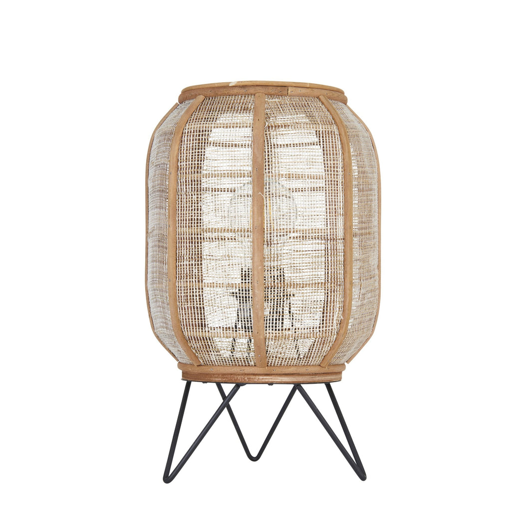 101686 Zaire 1 Light Table Lamp Natural Linen, Natural Bamboo & Matt Black