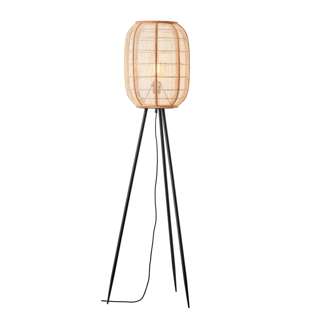 101687 Zaire 1 Light Floor Lamp Natural Linen, Natural Bamboo & Matt Black