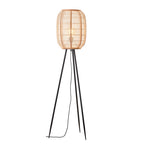 101687 Zaire 1 Light Floor Lamp Natural Linen, Natural Bamboo & Matt Black