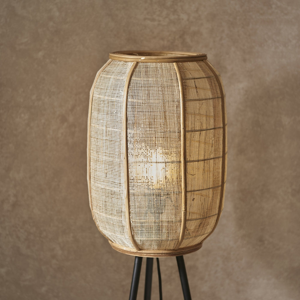 101687 Zaire 1 Light Floor Lamp Natural Linen, Natural Bamboo & Matt Black
