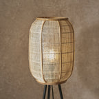101687 Zaire 1 Light Floor Lamp Natural Linen, Natural Bamboo & Matt Black