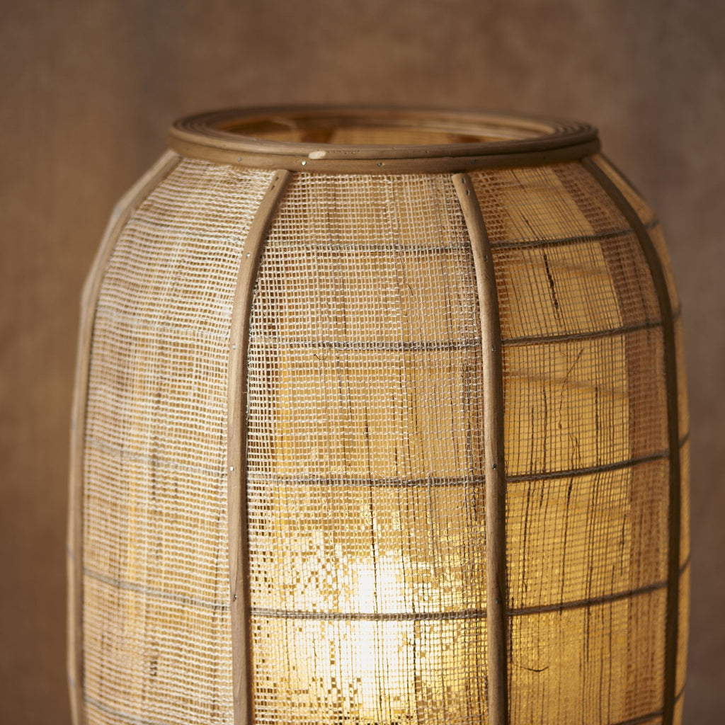 101687 Zaire 1 Light Floor Lamp Natural Linen, Natural Bamboo & Matt Black
