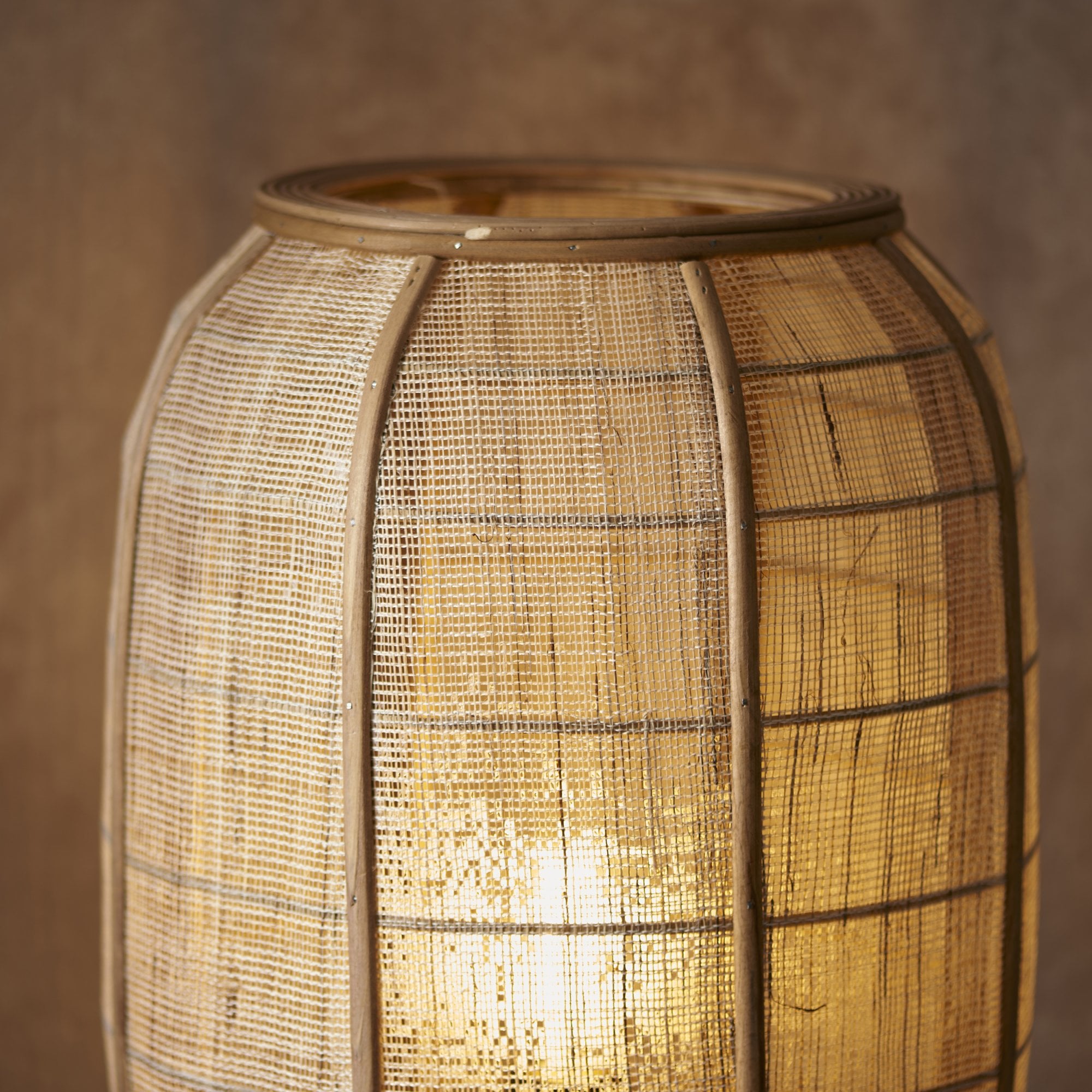 101687 Zaire 1 Light Floor Lamp Natural Linen, Natural Bamboo & Matt Black