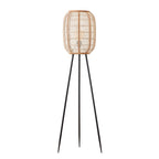 101687 Zaire 1 Light Floor Lamp Natural Linen, Natural Bamboo & Matt Black
