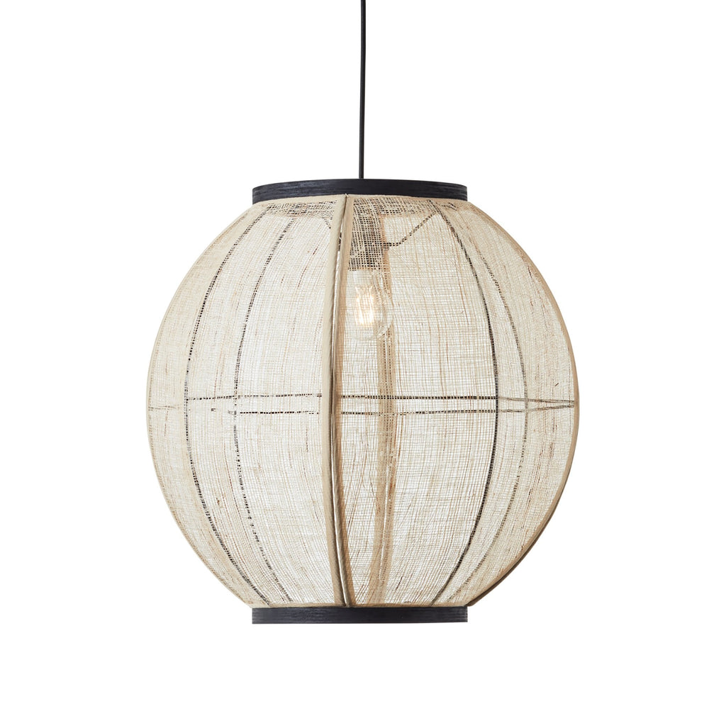 101688 Zaire 1 Light Pendant Natural Linen & Matt Black