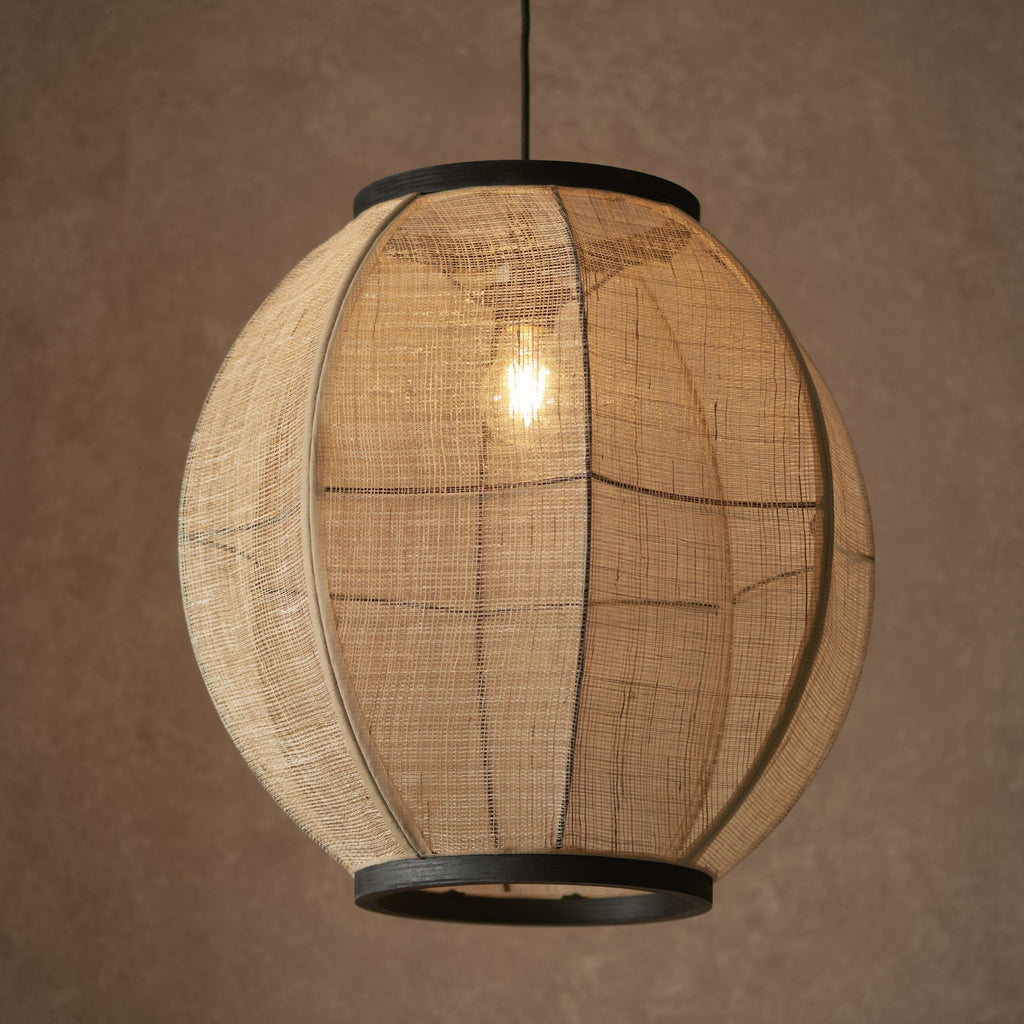101688 Zaire 1 Light Pendant Natural Linen & Matt Black