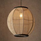 101688 Zaire 1 Light Pendant Natural Linen & Matt Black