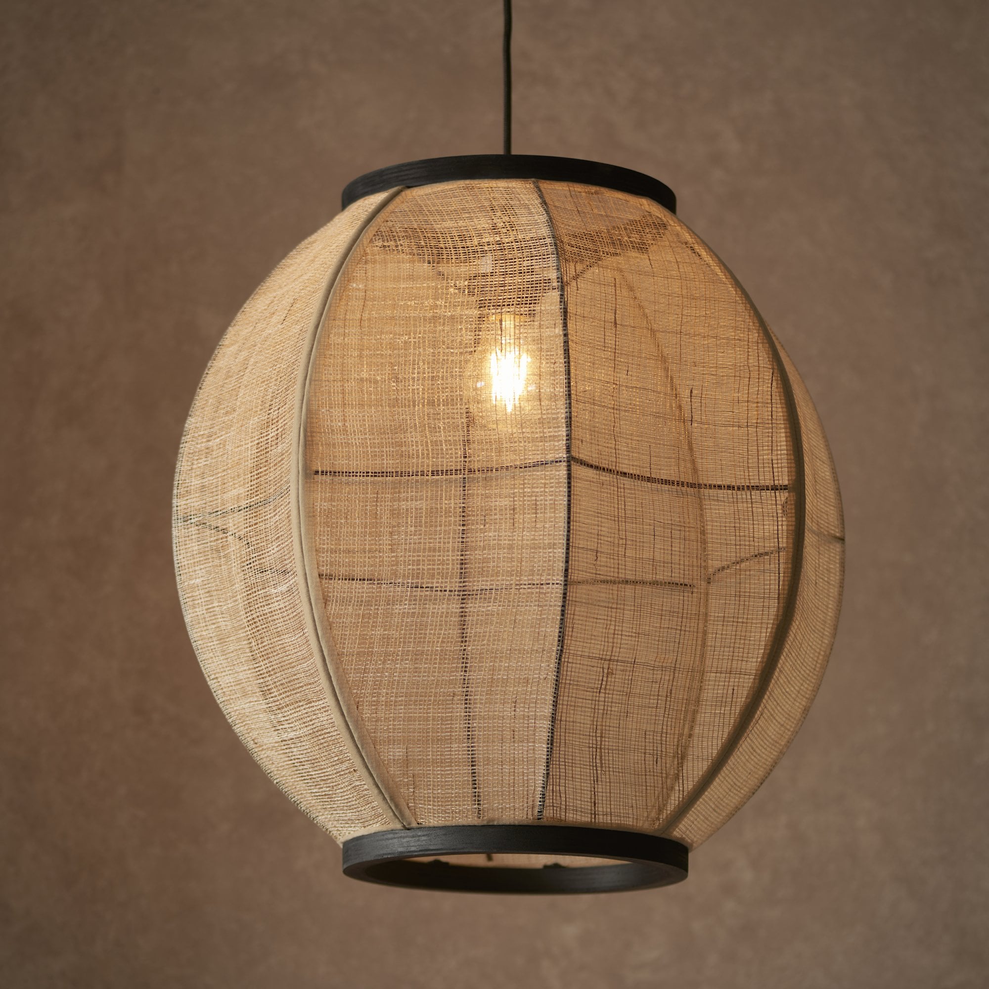 101688 Zaire 1 Light Pendant Natural Linen & Matt Black