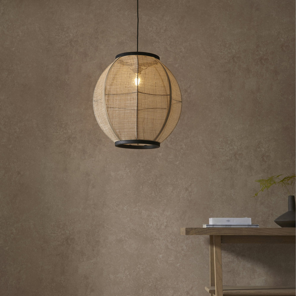 101688 Zaire 1 Light Pendant Natural Linen & Matt Black