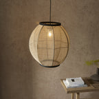 101688 Zaire 1 Light Pendant Natural Linen & Matt Black
