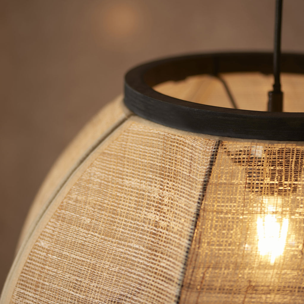 101688 Zaire 1 Light Pendant Natural Linen & Matt Black