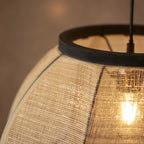 101688 Zaire 1 Light Pendant Natural Linen & Matt Black