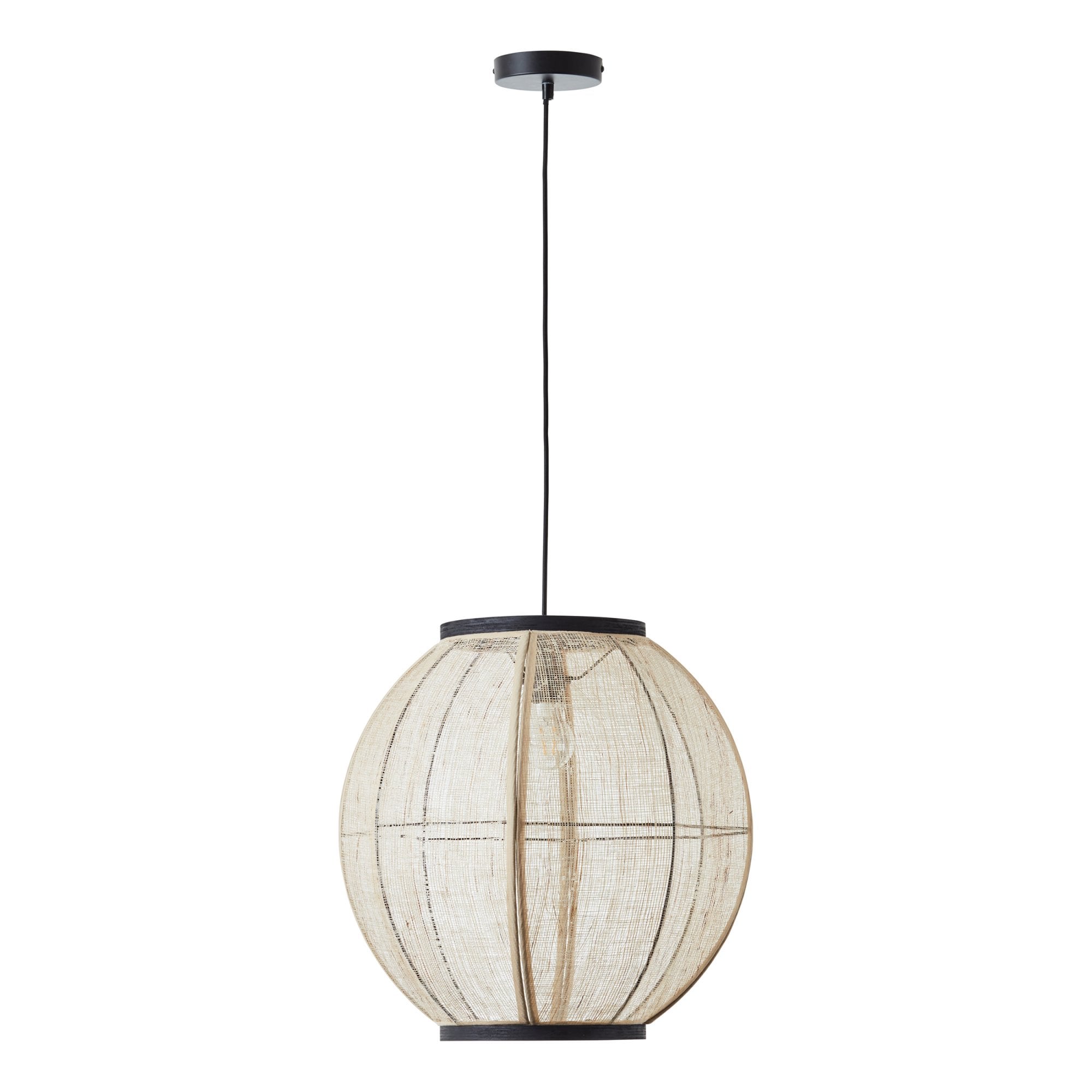 101688 Zaire 1 Light Pendant Natural Linen & Matt Black