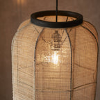 101689 Zaire 1 Light Pendant Natural Linen & Matt Black