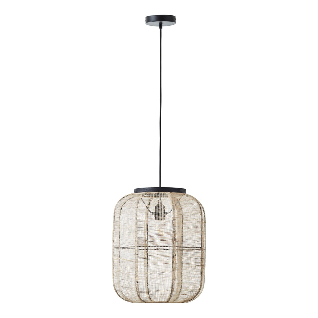 101689 Zaire 1 Light Pendant Natural Linen & Matt Black