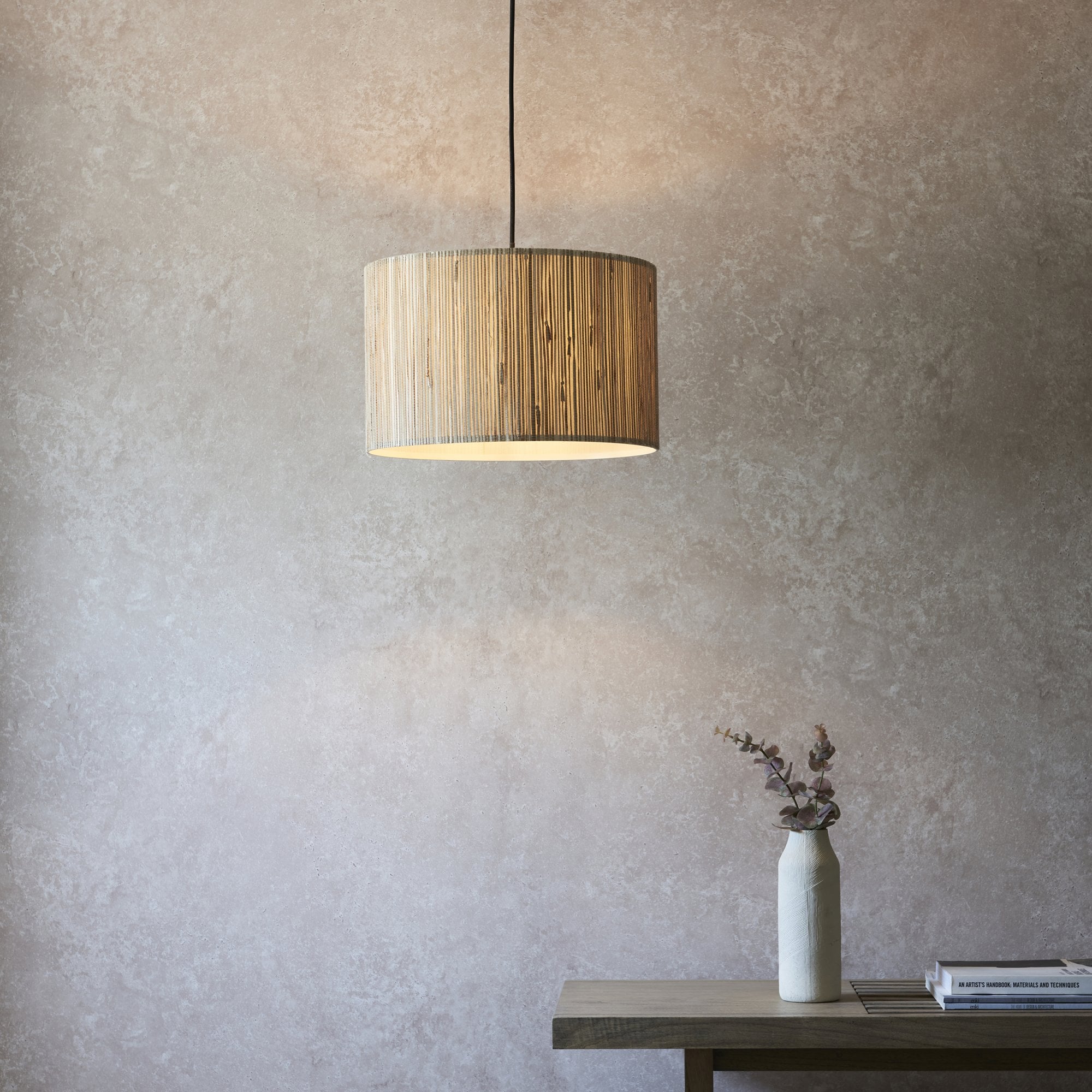 101691 Longshore 1 Light Pendant Natural Seagrass & Matt Black