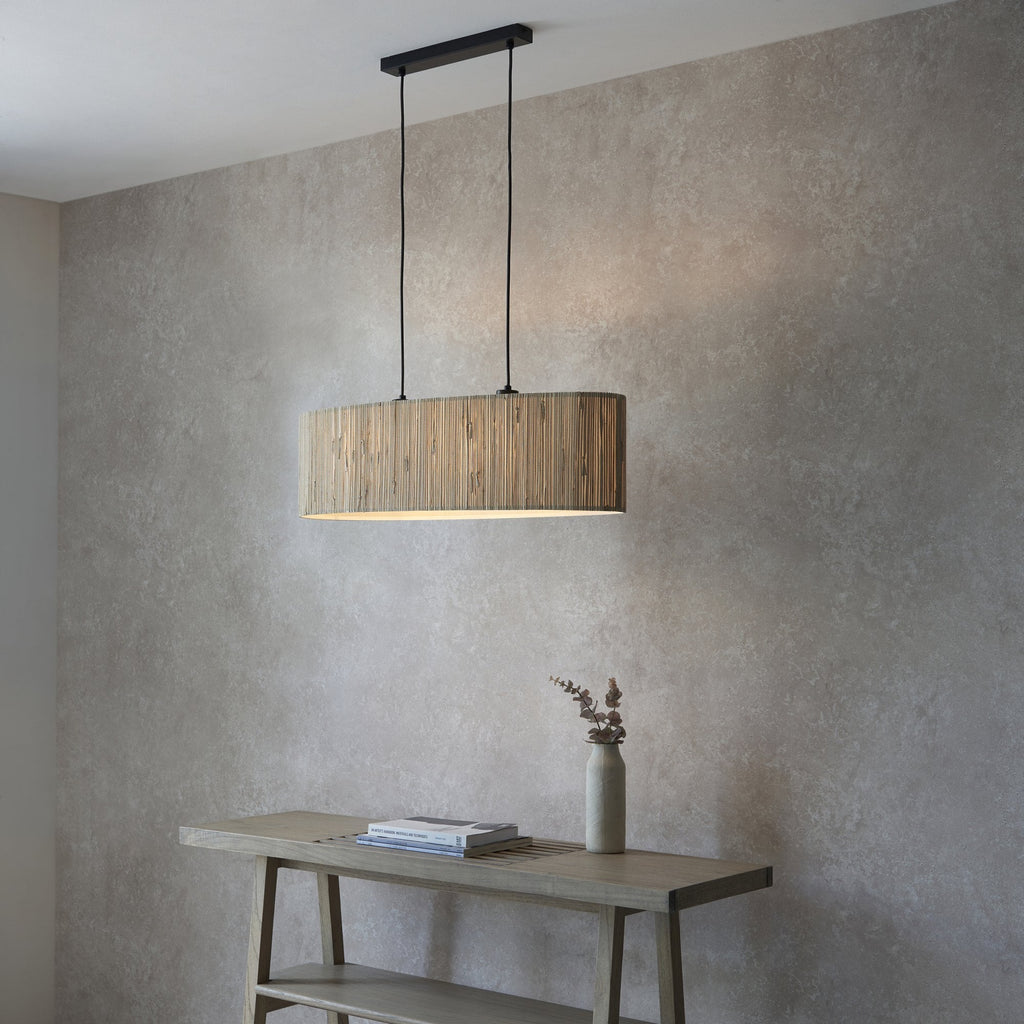 101692 Longshore 2 Light Pendant Natural Seagrass & Matt Black
