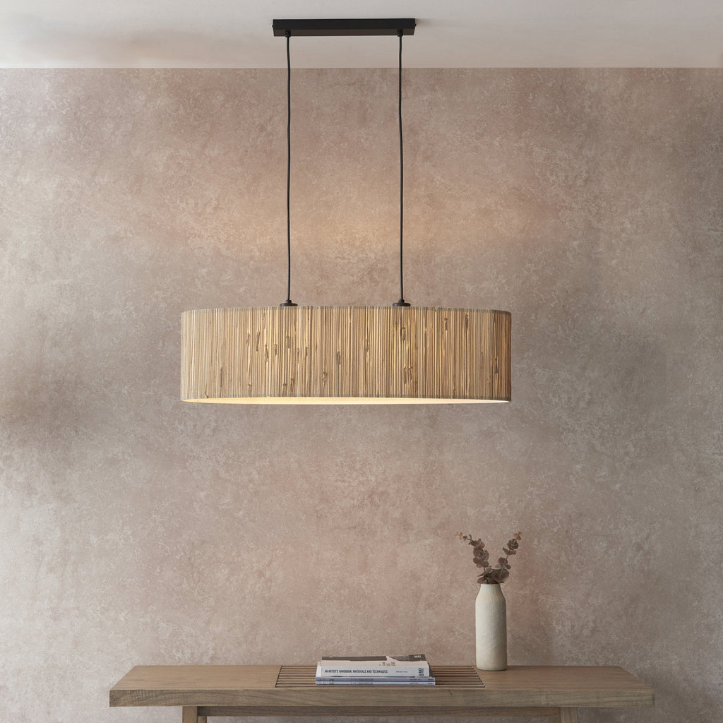 101692 Longshore 2 Light Pendant Natural Seagrass & Matt Black