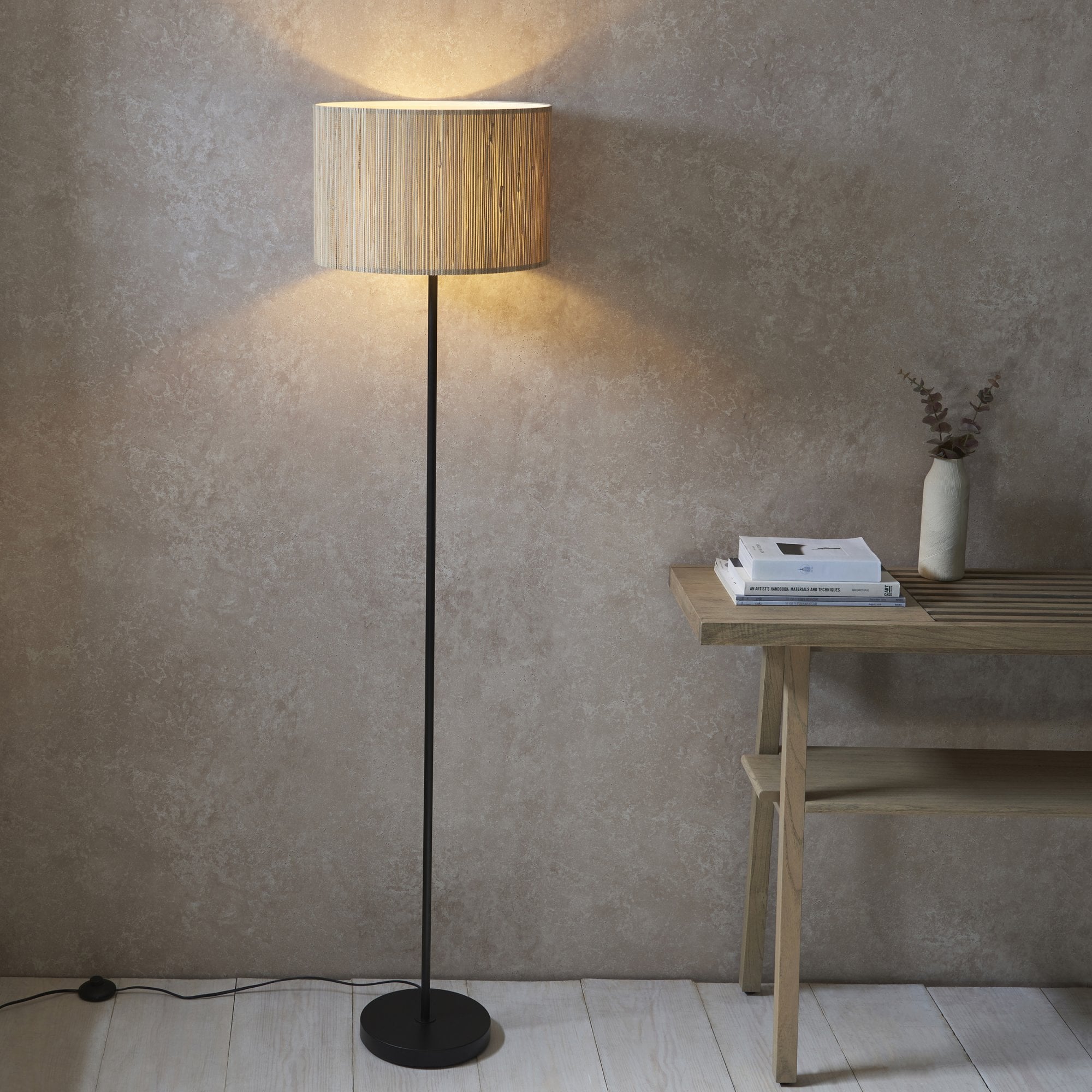 101694 Longshore 1 Light Floor Lamp Natural Seagrass & Matt Black