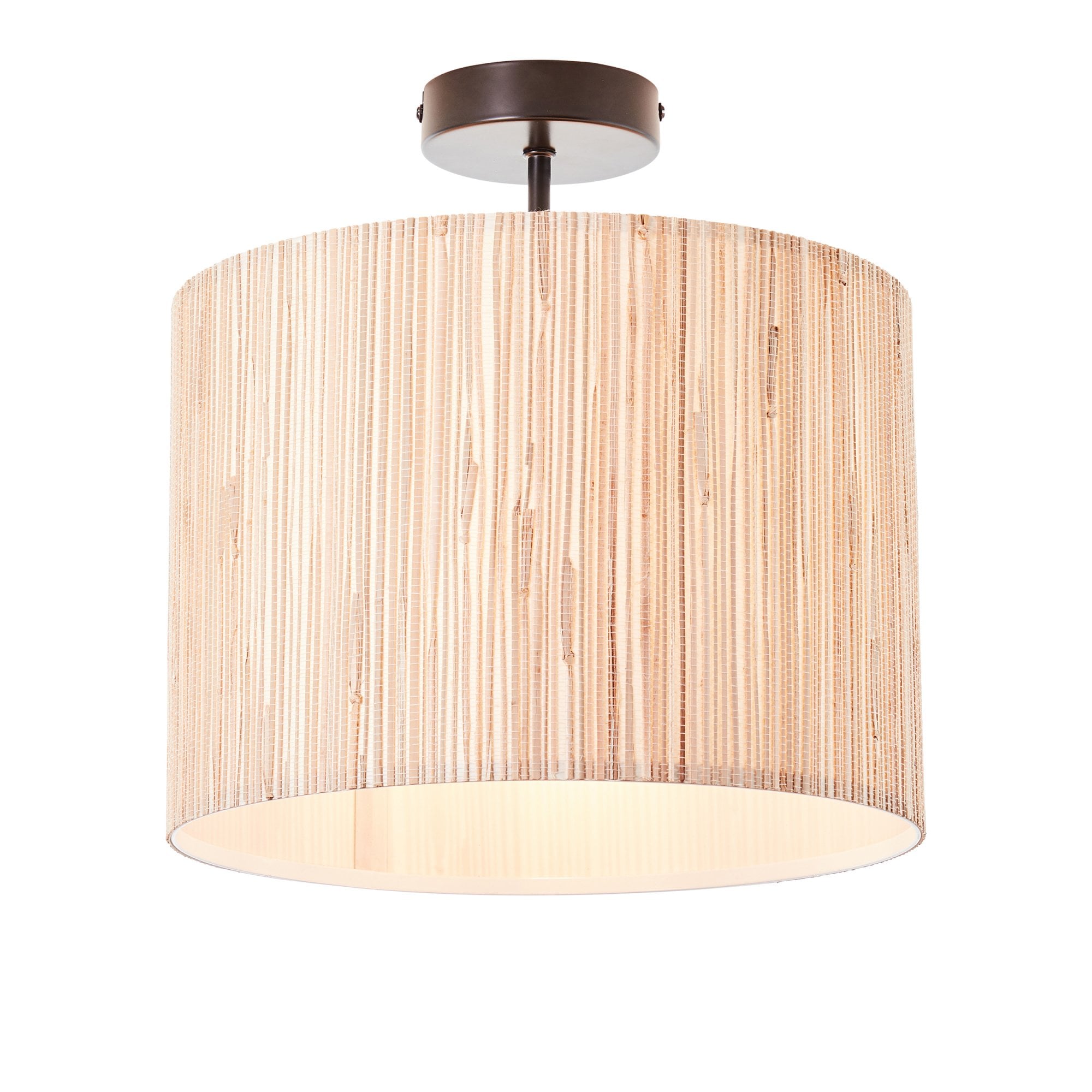 101695 Longshore 1 Light Semi Flush Ceiling Light Natural Seagrass & Matt Black