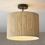 101695 Longshore 1 Light Semi Flush Ceiling Light Natural Seagrass & Matt Black