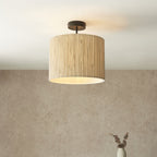101695 Longshore 1 Light Semi Flush Ceiling Light Natural Seagrass & Matt Black