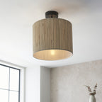 101695 Longshore 1 Light Semi Flush Ceiling Light Natural Seagrass & Matt Black