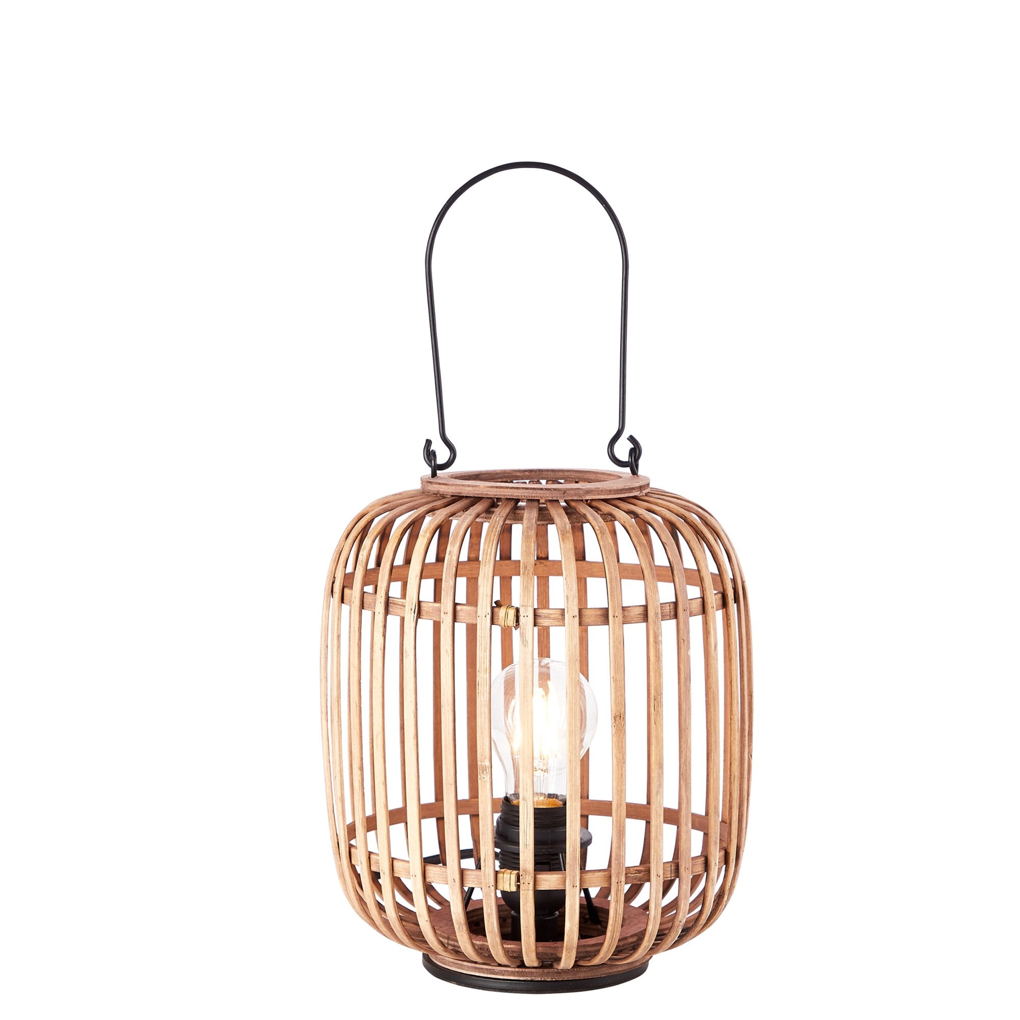101773 Mathias 1 Light Table Lamp Natural Bamboo, Plywood & Matt Black Paint