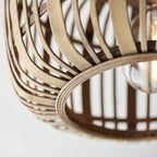 101776 Mathias 1 Light Flush Ceiling Light Natural Bamboo, Plywood & Matt Black Paint