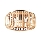 101776 Mathias 1 Light Flush Ceiling Light Natural Bamboo, Plywood & Matt Black Paint