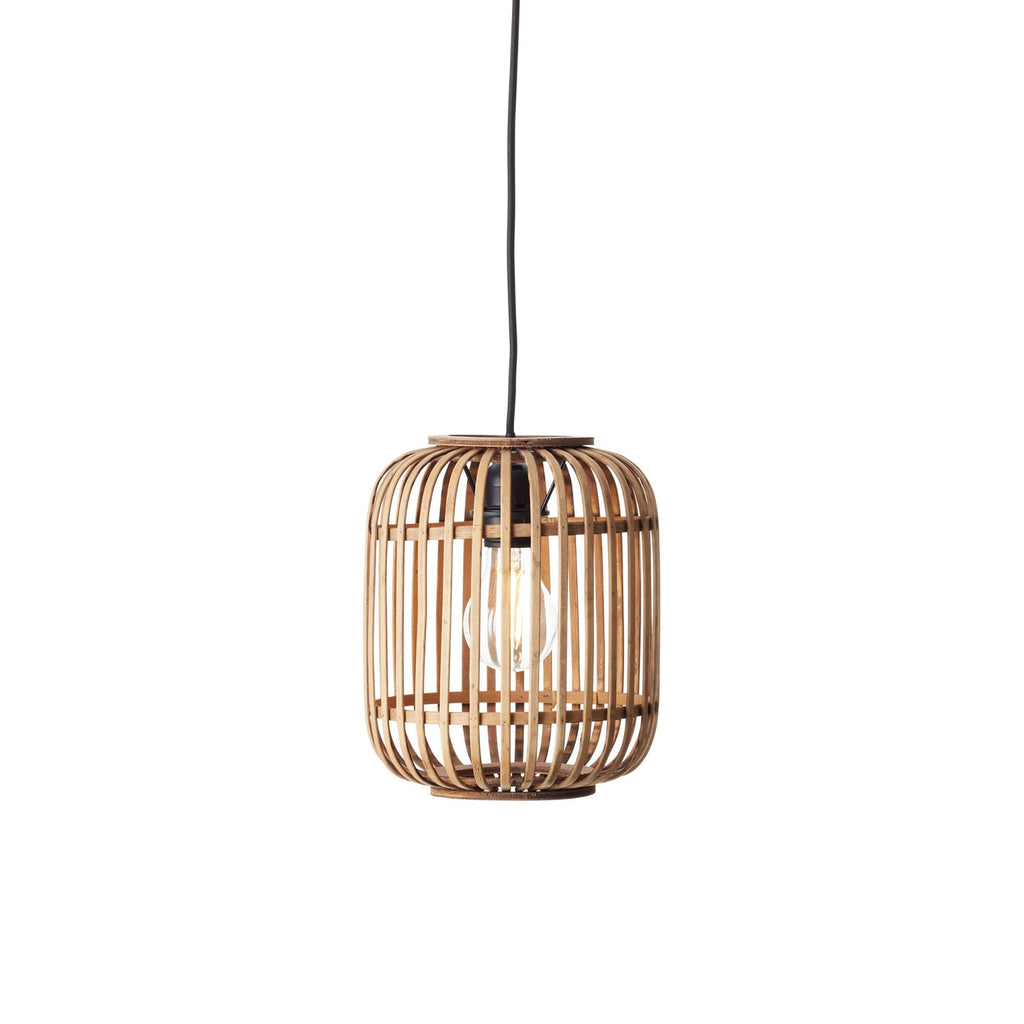 101777 Mathias 1 Light Pendant Natural Bamboo, Plywood & Matt Black Paint