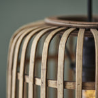 101777 Mathias 1 Light Pendant Natural Bamboo, Plywood & Matt Black Paint