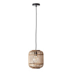 101777 Mathias 1 Light Pendant Natural Bamboo, Plywood & Matt Black Paint