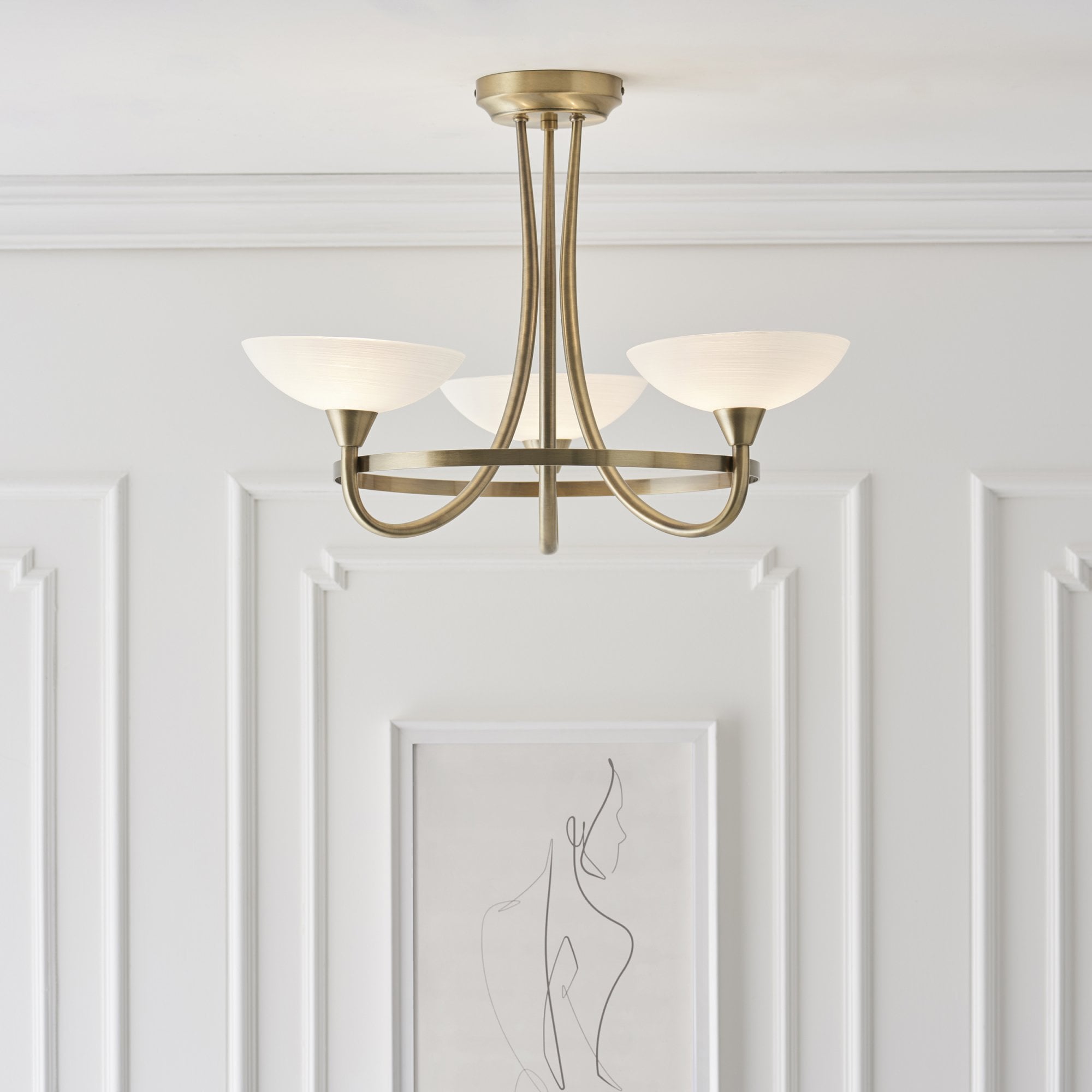 CAGNEY-3AB 3 Light Ceiling Fitting Antique Brass