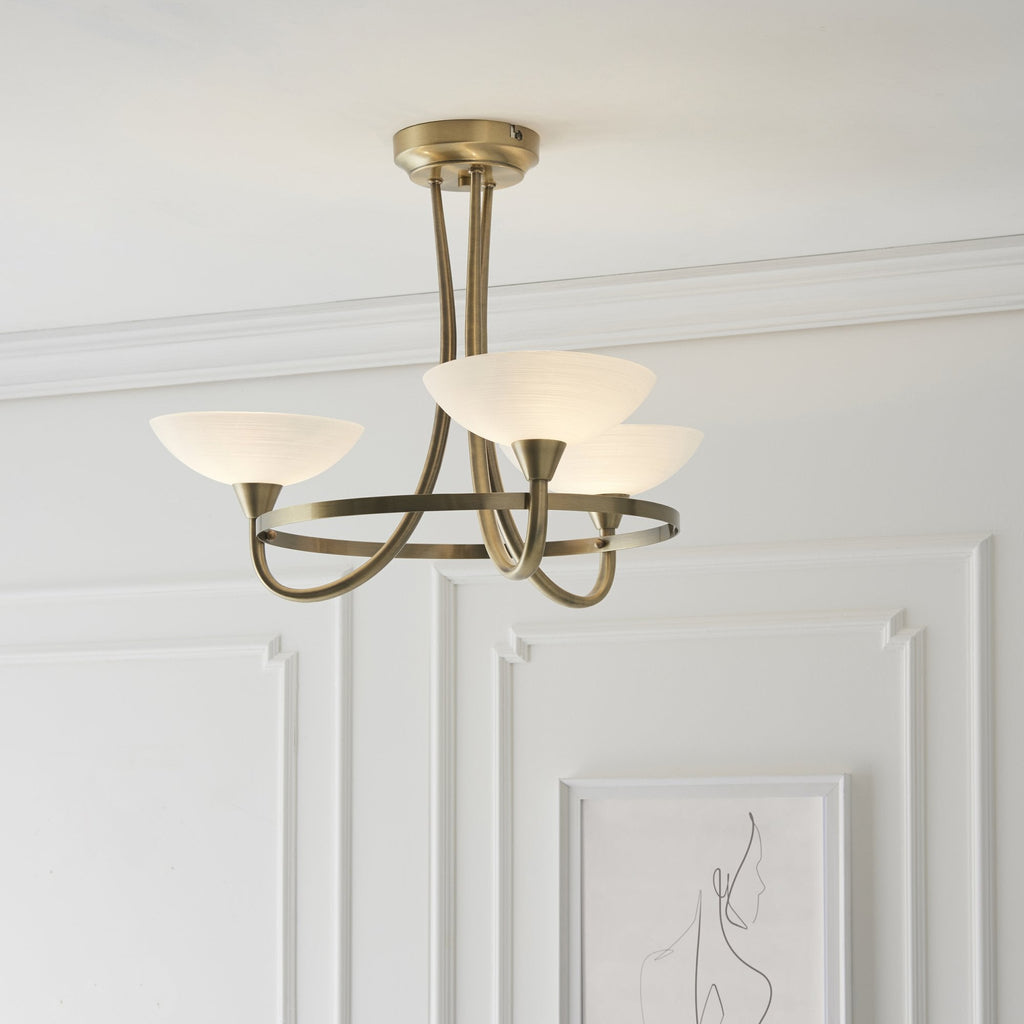 CAGNEY-3AB 3 Light Ceiling Fitting Antique Brass