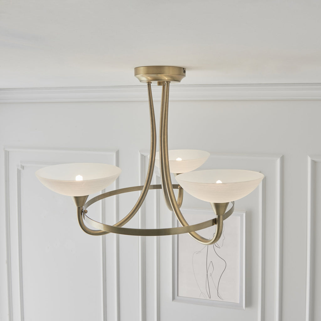 CAGNEY-3AB 3 Light Ceiling Fitting Antique Brass