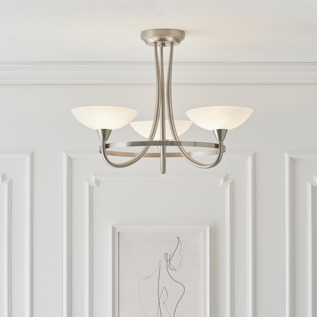 CAGNEY-3SC 3 Light Ceiling Fitting Satin Chrome