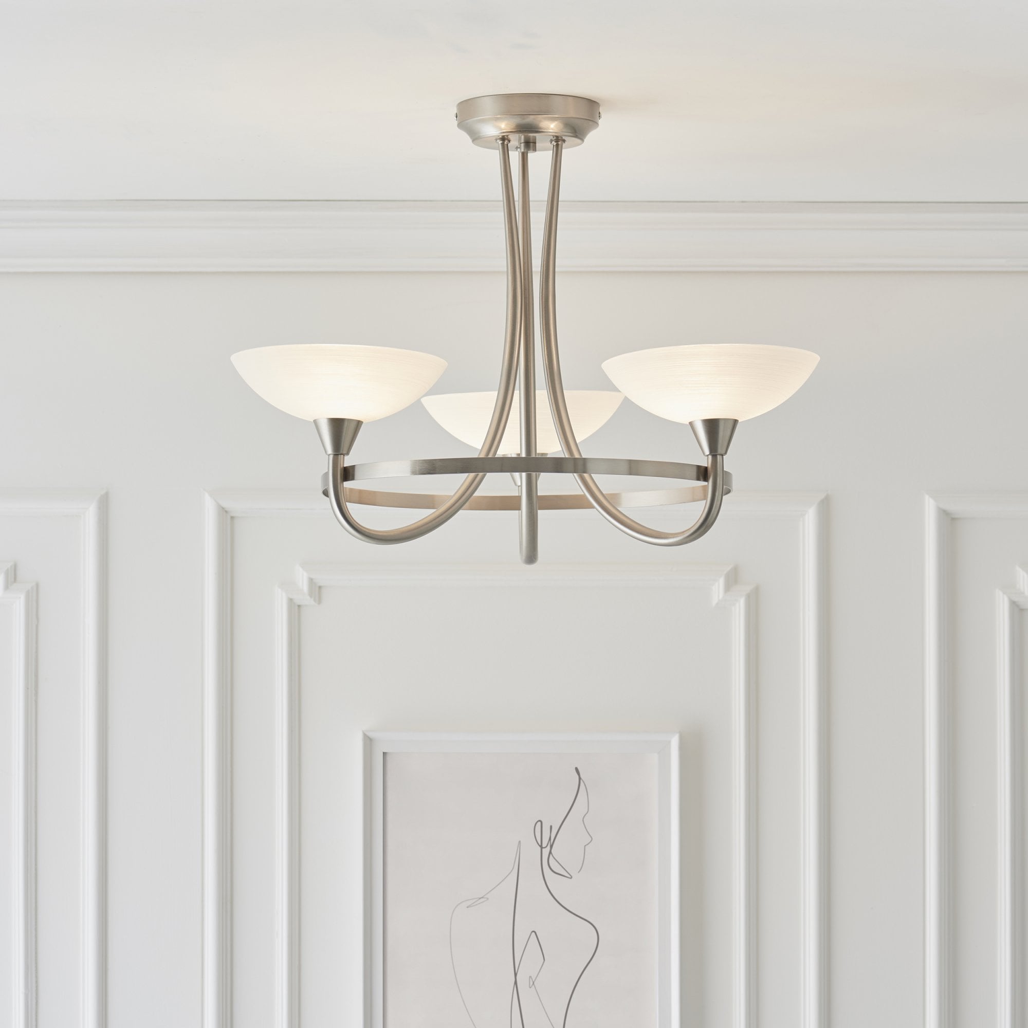 CAGNEY-3SC 3 Light Ceiling Fitting Satin Chrome