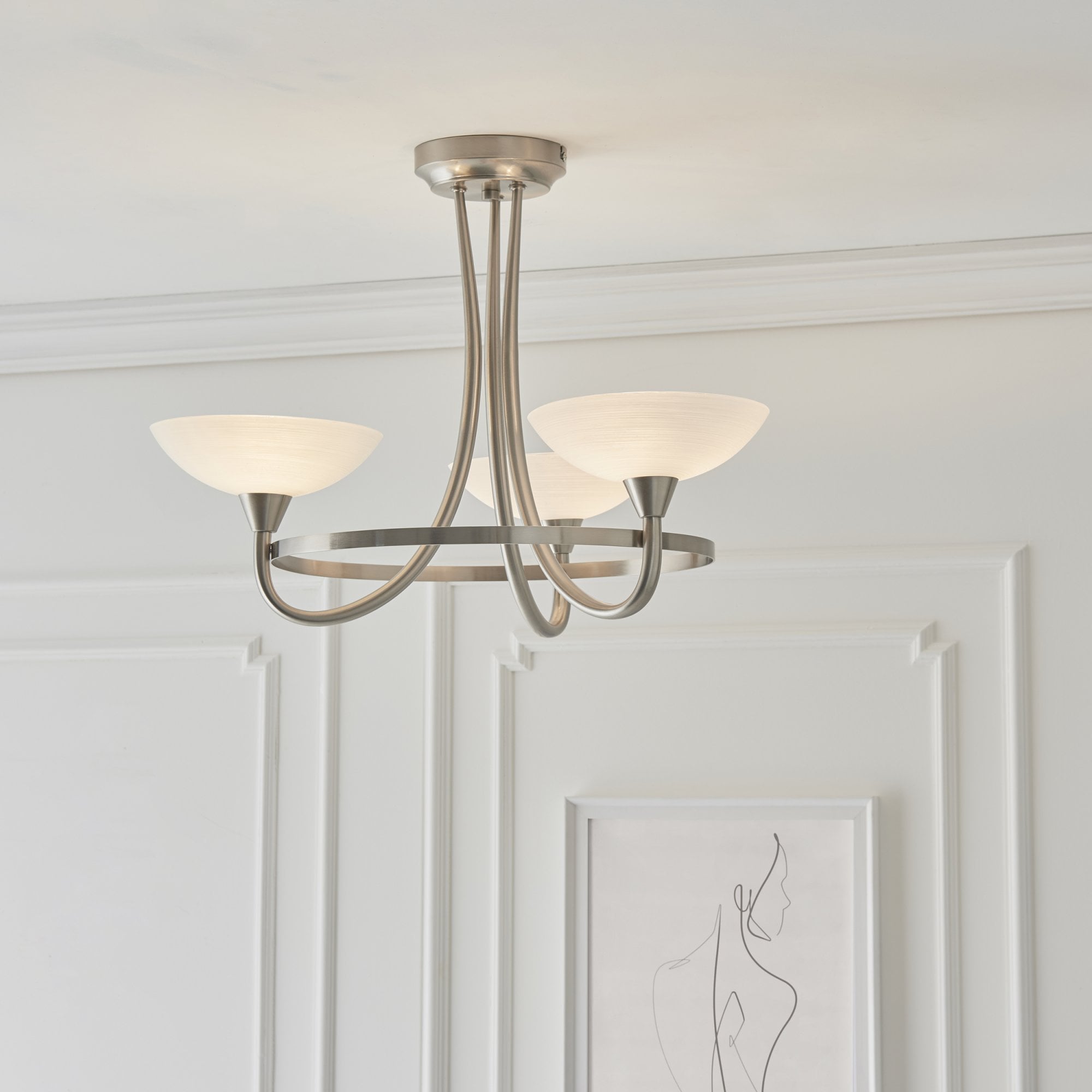 CAGNEY-3SC 3 Light Ceiling Fitting Satin Chrome