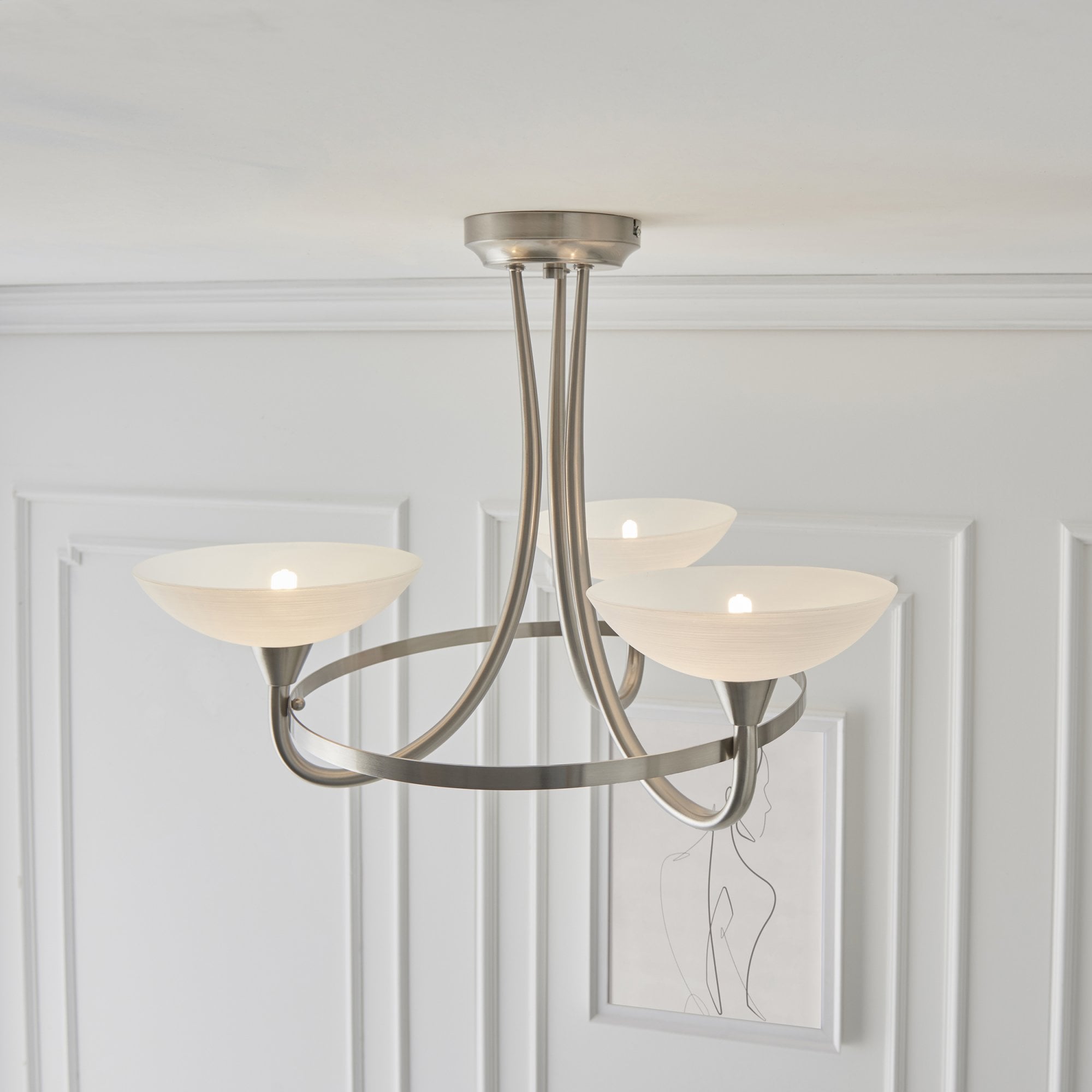 CAGNEY-3SC 3 Light Ceiling Fitting Satin Chrome